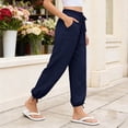 thumbnail image 4 of Bosfbaoi Pants for Women Regular Flat Front Jogger Pants Drawstring Waist Wide Leg Womens Pants with Adjustable Ankle Ties Outdoor Activity Trousers, 4 of 7