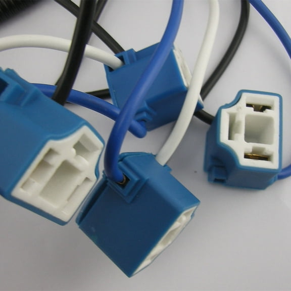 H4 Headlight Relay Wiring Harness 4-Headlamp Light Bulb Ceramic Socket Plug Kit
