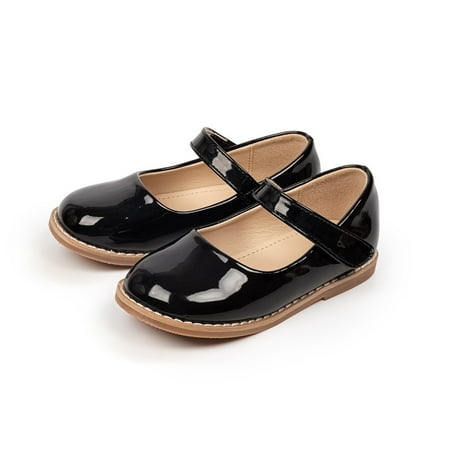 

GEZHEN Toddler Girls Princess Shoes English Small Leather Shoes Spring and Autumn Single Shoes Soft Sole Student Shoes Lace Up Hook Loop Closed Toe