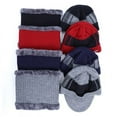 thumbnail image 4 of HESHENG Men´s Knitted Hat Collar Two-piece Outfit Men Winter Warm Hat Knit Visor Beanie Fleece Lined Beanie Cap, Navy blue, 4 of 9