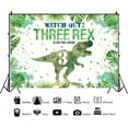 thumbnail image 2 of Three-rex Birthday Backdrop for Boys Dinosaur 3rd Birthday Green Leaf Background 3 Years Old Dinosaur Theme Party Decorations Banner Supplies Photo Booth Props, 2 of 4