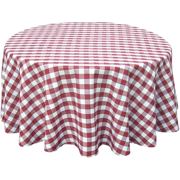 Serafina Home Wine Red White Cotton Blend Fabric Tablecloths: Gingham Checkered Design (58" x 84" Rectangle)