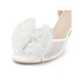 thumbnail image 2 of BLISSFUL STEP Mesh Bow Ankle Strap Slingback Stiletto Heels Sandals for Women White 6, 2 of 7