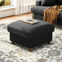 Kidirect Black Corduroy Storage Ottoman, 25" Large Living Room Ottoman, Tool-Free Setup Ottomans with Storage, Solid Wood Coffee Table, Comfy Bench for Bedroom, Ottomans for Living Room Home Office
