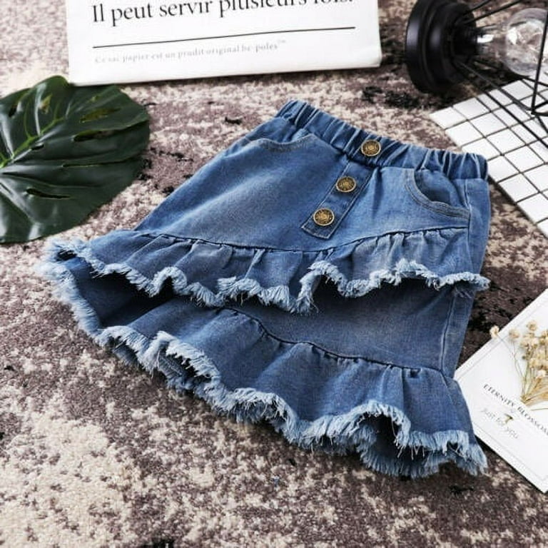 Denim mini skirt top for baby girl