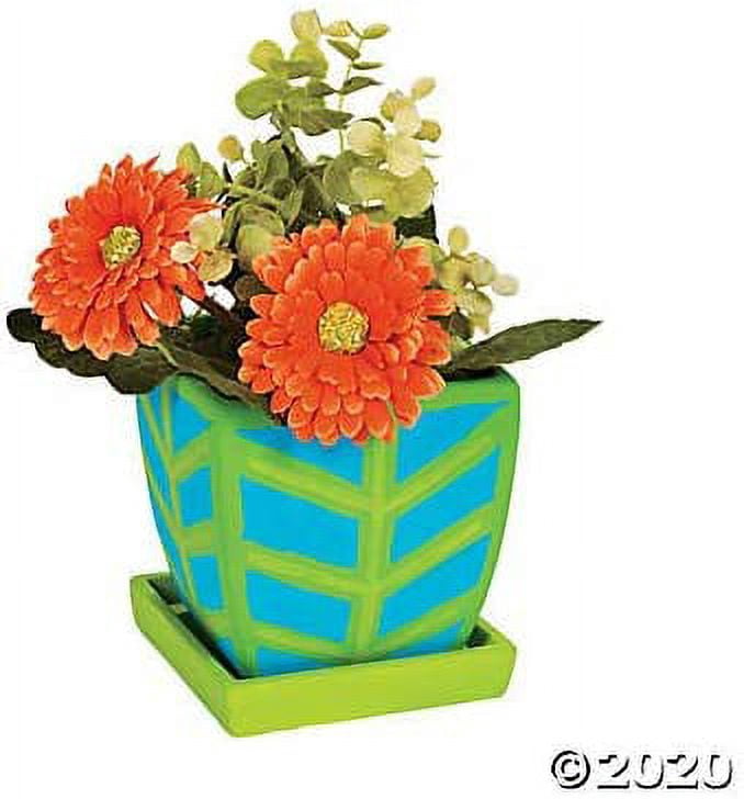 Do It Yourself Square Ceramic flower Pot - Craft Kits - 12 Pieces