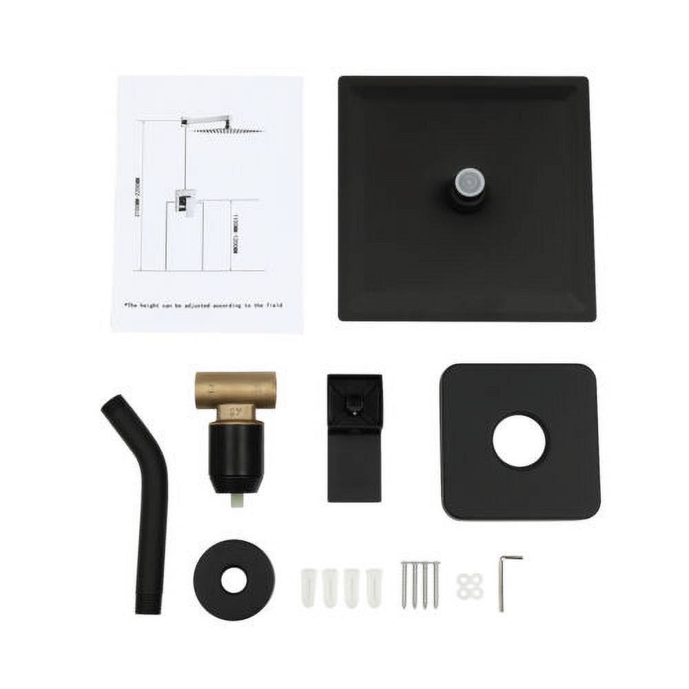 Shower Faucet Set 8" Black Rain Shower Head Combo with Valve Kit Wall Mounted