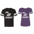 thumbnail image 1 of Mr.Mrs. Never Always Right Matching Couple Cotton Jerseys (Men Black / Women Purple) (Men XXL / Women M), 1 of 3