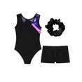 thumbnail image 4 of Venjoe Kids Girls 3 Piece Gymnastics Leotards Outfits Sparkling Ballet Dance Unitards with Shorts Hot Pink&Black 12, 4 of 7