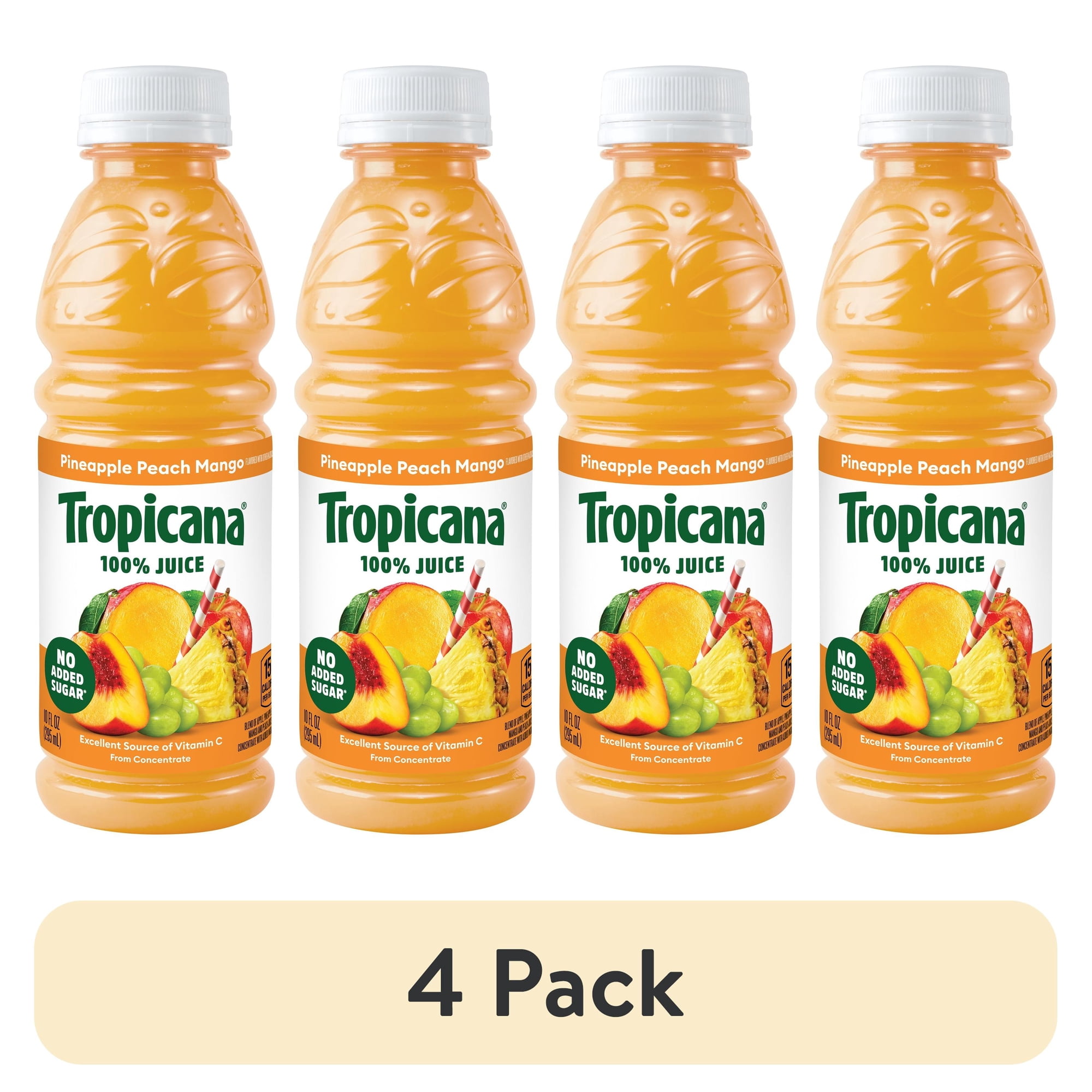 (4 pack) Tropicana 100% Pineapple Peach Mango Juice 10 fl oz