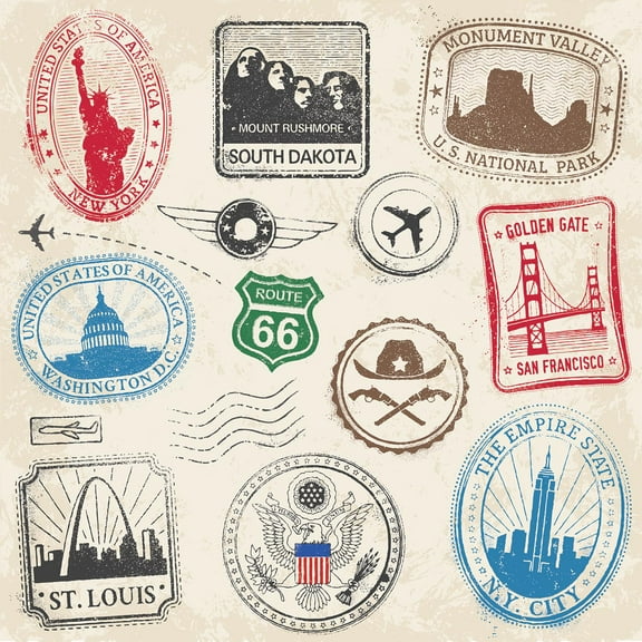 European Excellency Patriotic Napkins MADE IN THE USA 40 pcs Cocktail Napkins, Stamp Postage on Paper Napkins, Decoupage Paper Napkins, 4th of July Napkins