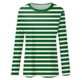 thumbnail image 4 of Women's Long Sleeve Striped T-Shirt, Casual Red and White Crew Neck Top, Soft Cotton Blend, 4 of 8
