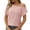 Pink, variant on AherBiu Boho Tops for Women Short Sleeve Eyelet Hole One-Shoulder Summer Beach Vacation Shirts Blouse