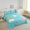 thumbnail image 2 of YST Cute Cat Comforter Kawaii Animal Full Size Bedding Set For Girls Kids Boys,Cartoon Cats Comforter Set Colorful Sleeping Cat Quilt Duvet Insert 2 Pillow Cases Turquoise, 2 of 6