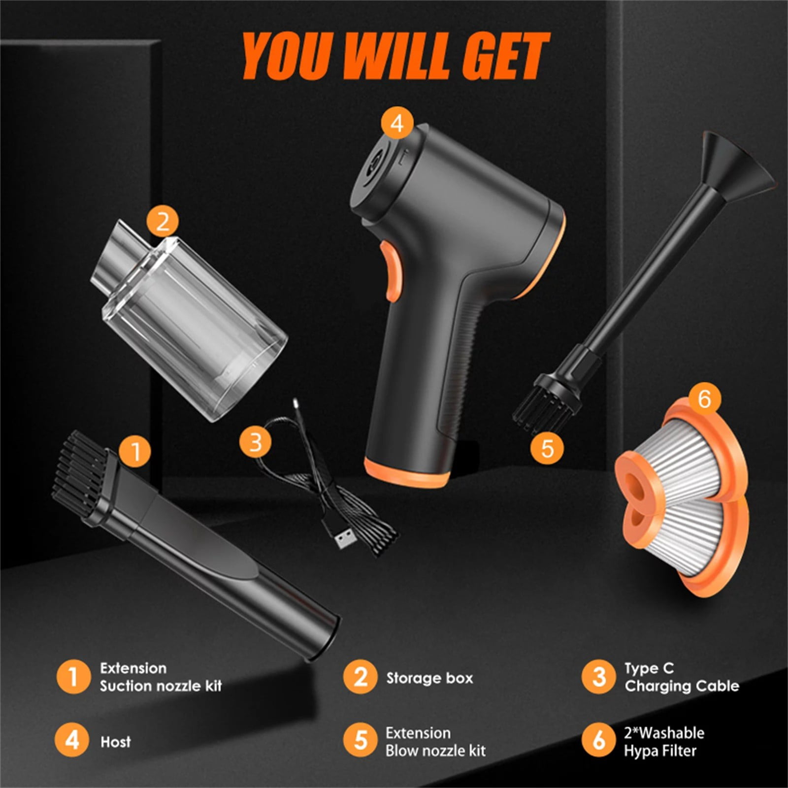 Handheld Vacuum and Blower Cordless Rechargeable Bug Vacuum Catcher for Insect Stink Bug Spider, Portable Vacuum Cleaner Strong Suction Bug for Car Kitchen Pet Hair, Dry & Wet Use, Black