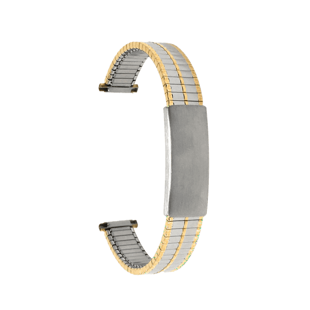 Bandini Bracelet de Montre Extensible en Acier Inoxydable 14 mm Ton Argent et Or (Bicolore) pour Femmes, Extrémité Droite, Longueur Ajustable, Bracelet de Montre Extensible en Métal, Sans Boucle