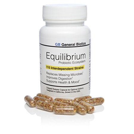 Equilibrium Daily Time Release Probiotic Supplement with Prebiotic – 30 Effective Easy to Swallow Capsules – Highest Strain Count in the World –