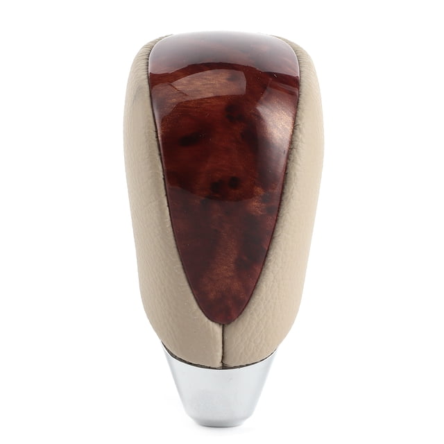 Ficarrico Pomo de palanca de cambios ergonómico para coche, accesorio modificado para Lexus GS300/430/450/460, cuero beige + madera de melocotón de color oscuro
