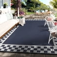 thumbnail image 1 of Patio Carpet Reversible, 8x10 FT Waterproof Outdoor Rug with Modern Checkered Pattern, Weather-Resistant Floor-Friendly for Backyard Porch Deck Balcony, Blue/White/Black, 1 of 7