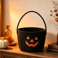 thumbnail image 6 of PYURTEP Halloween Pumpkin Candy Bucket, Trick or Treat Portable Plastic Pumpkin Bucket with Handle, Black Halloween Basket for Party Supplies Props, 6 of 6