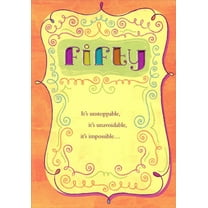 Designer Greetings Fifty: Colored Letters Die Cut Windows with Orange Border Age 50 / 50th Birthday Card