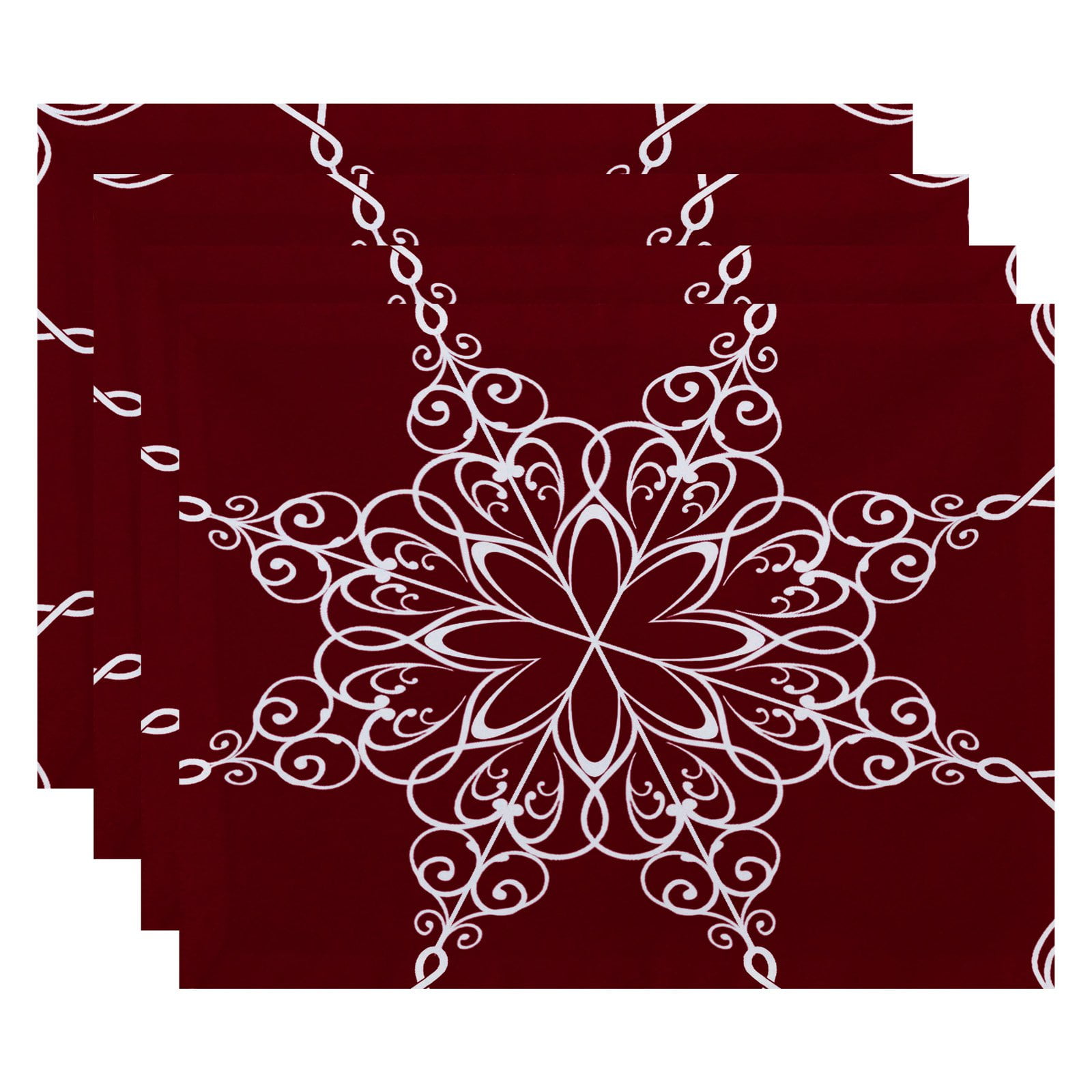 Simply Daisy 18" x 14" Snowflake Geometric Print Placemats, Set of 4