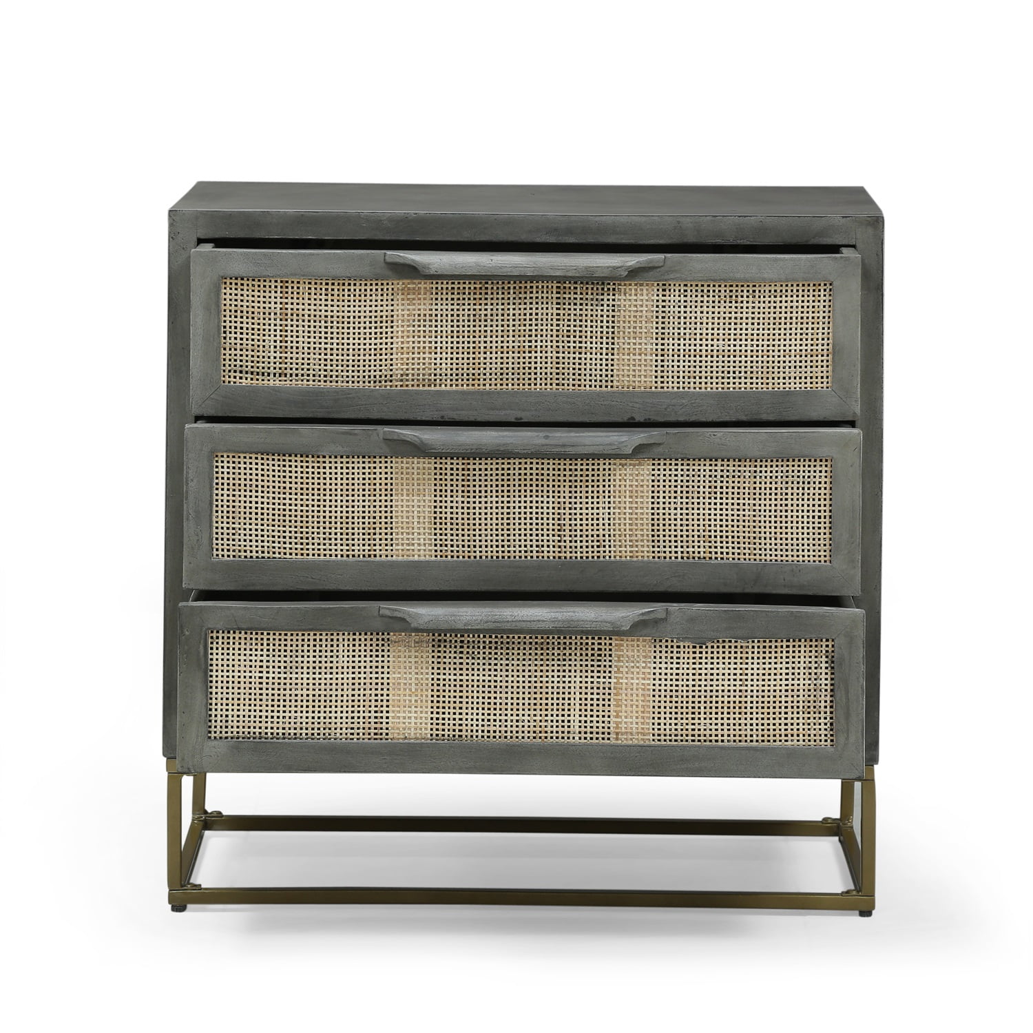 Kadyn Wood 3 Drawer Cabinet, Modern Storage Cabinet with 3 Drawers, Drawer Cabinet for Living Room, Gray and Natural Kadyn Wood 3 Drawer Cabinet, Modern Storage Cabinet with 3 Drawers, Drawer Cabinet for Living Room, Gray and Natural