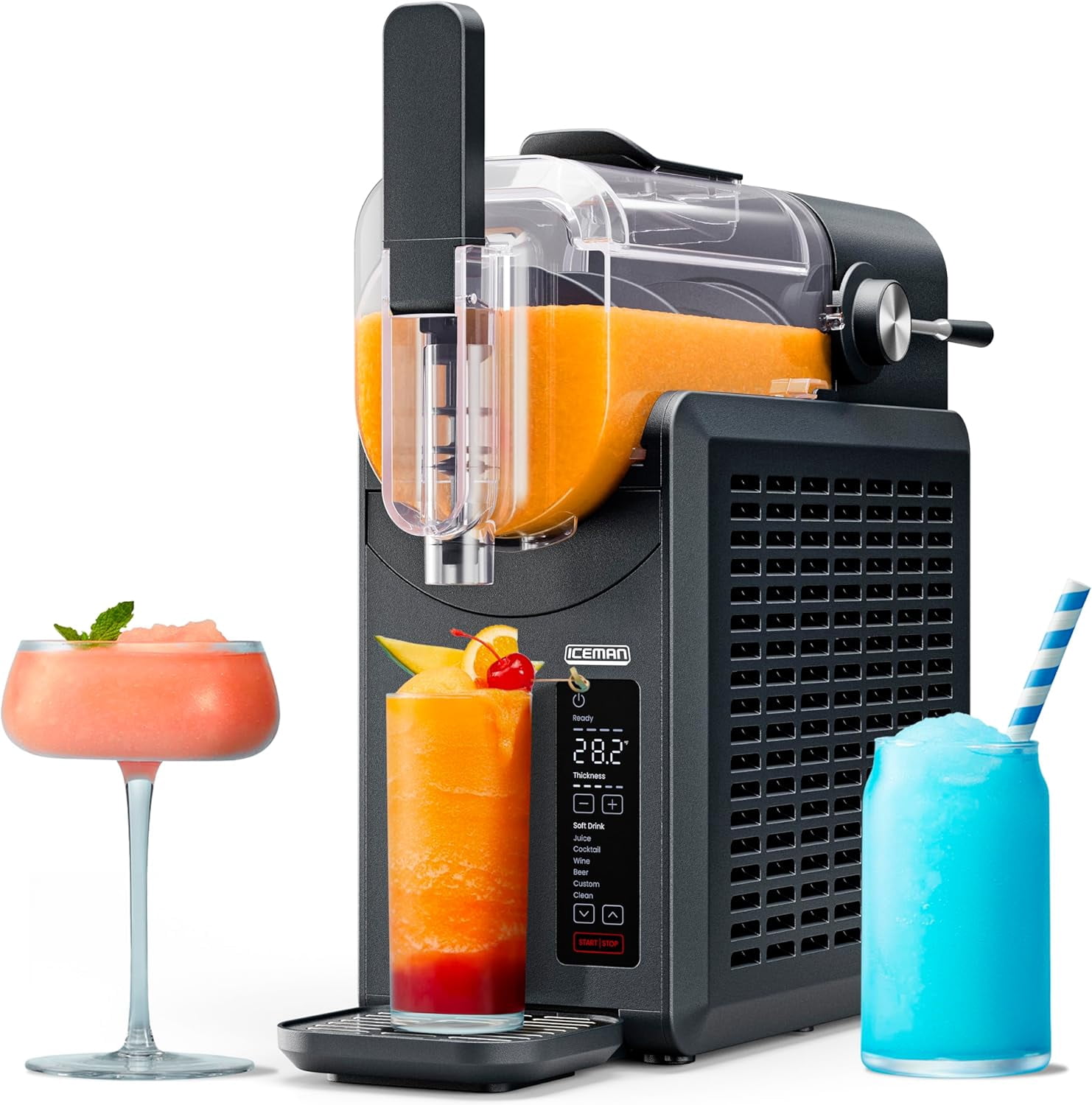 Restored Iceman Slush-Ease Slushie Machine, 48 oz Frozen Drink Maker for Slushies, Margaritas & Smoothies, Easy-Dispense Lever, Black) (Refurbished)