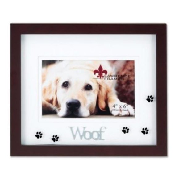 Lawrence Frames Lawrence Frames Walnut Wood 4x6 Woof Picture Frame - Matted Shadow Box Dog Frame