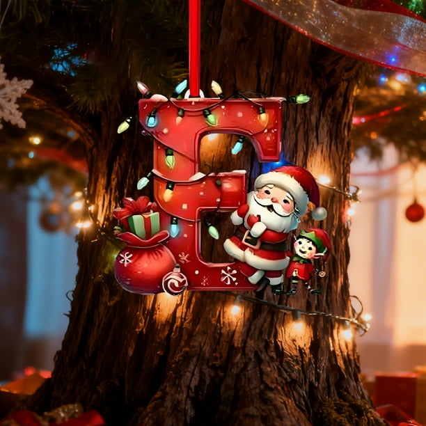 2D Acrylic Christmas Tree 26 Letter Pendant Decorative Gift Family Christmas Party Pendants