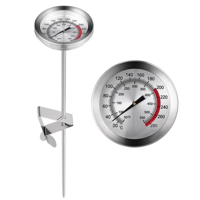 RUNROTOO 1Pack Silver Thermometer Meat Thermometer Stainless Steel Oil Temperature Detection Professional Chefs