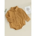 thumbnail image 3 of vera natura Infant Baby Boy Gentleman Romper Long-Sleeved Lapel Front Button Jumpsuit with Pocket Clothes, 3 of 9