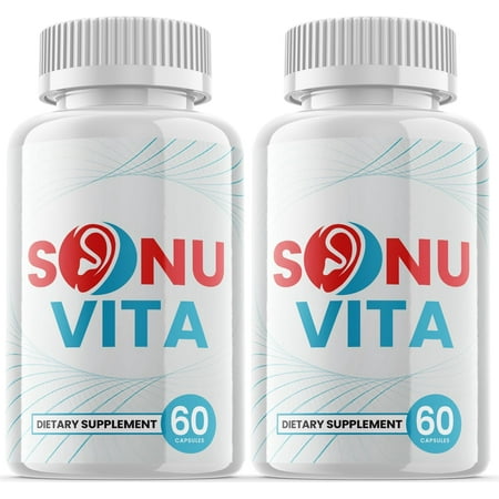 (2 Pack) Sonu Vita - Dietary Supplement for Hearing - Tinnitus Support for Healthy Middle and Inner Ear Structures, Including Cilia, Nerves and Blood Supply - 120 Capsules