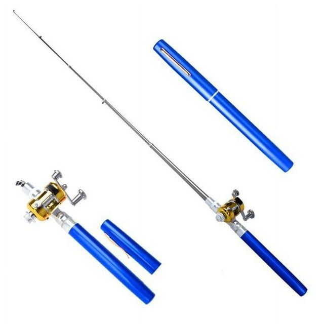 TIMIFIS Canne à Pêche 38 Pouces Mini Portable de Poche en Alliage d'Aluminium Canne à Pêche Stylo BU Cadeaux de Noël