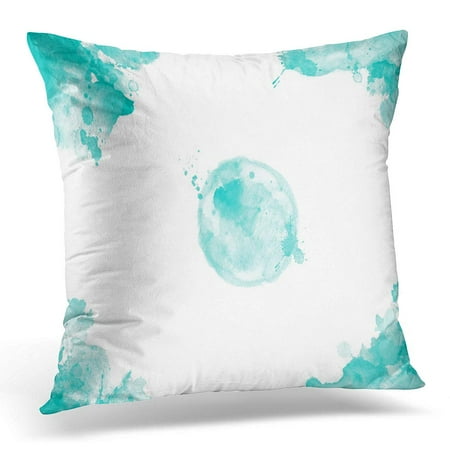 Blue Graduated Circles ECCOT White Splash Turquoise Watercolor Border and Corners with Dot in The Middle for High Blue Circle Pillowcase Pillow Cover Cushion Case 20x20 inch ()