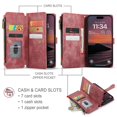 thumbnail image 3 of CaseMe Case for iPhone 17 Pro Wallet Case for Women Men, Fashion Durable PU Leather Magnetic Flip Lanyard Strap Wristlet Zipper Card Holder Wallet Phone Case for iPhone 17 Pro 6.3-inch,Red, 3 of 9