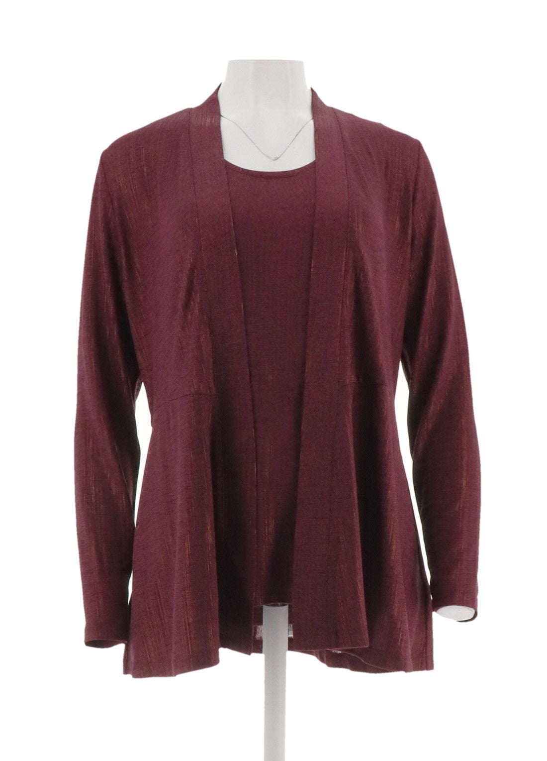 susan graver foil print cardigan and tank set