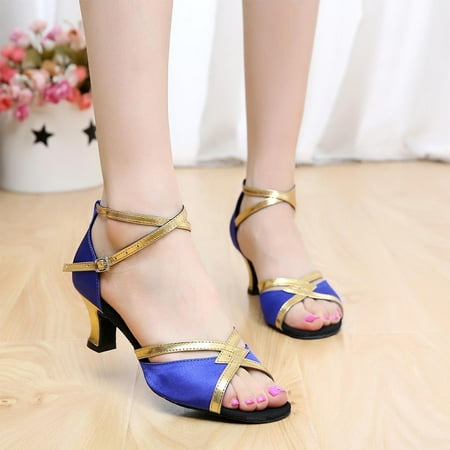 

Foraging dimple Women s Color Fashion Rumba Waltz Prom Ballroom Latin Dance Shoes Sandals Blue