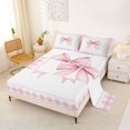 thumbnail image 3 of Erosebridal Watercolor Bow Bed Sheets for Girls, Pink Plaid Buffalo King Sheets for Women, 4 Pieces, 3 of 6