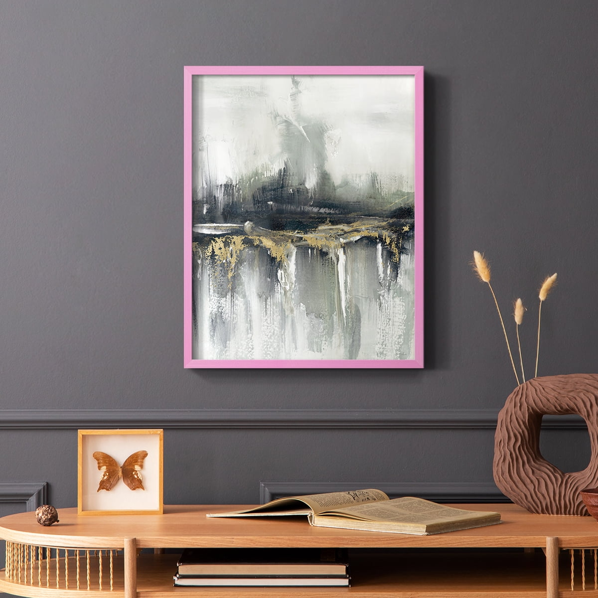 Indyscape and Gold in Pink Solid Wood 8 x 10 Framed Print