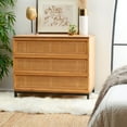 thumbnail image 3 of SAFAVIEH Zadie 3 Drawer Rattan Chest, Natural With Natural Rattan/Black Legs (34 in. W x 18 in. D x 30 in. H), 3 of 14