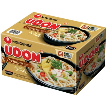 Nongshim Pre-Cooked Udon Savory Soy Premium Noodle Soup Bowl, 9.73oz x 6 Count, Shelf-Stable