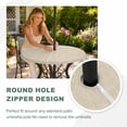 thumbnail image 4 of Round Outdoor Tablecloth with Umbrella Hole and Zipper, Vintage Cream Tablecloth with Elastic Waterproof, Farmhouse Retro Beige Solid Color Patio Table Covers for 31" - 35" Picnic Pool Tables, 4 of 9
