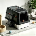 thumbnail image 3 of Stainless Steel Cat Litter Box Set, with Deodorizing Block, Featuring An Extra Large 3-in-1 Design with Enclosed/Open Top And Lid, Odorless Litter Pan with High Sides, 3 of 4