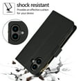 thumbnail image 2 of Phone Case for Apple iPhone 16, Premium iPhone 16 Case with Wallet, Card Holder, Coin Zipper Pocket Shockproof Flip Cover Stand with Wrist Strap & Detachable Shoulder Strap,Black, 2 of 8