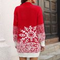 thumbnail image 2 of Women's Christmas Snowflake Knitted Sweater Dress Round Neck Long Sleeve Soft Warm Polyester, 2 of 6