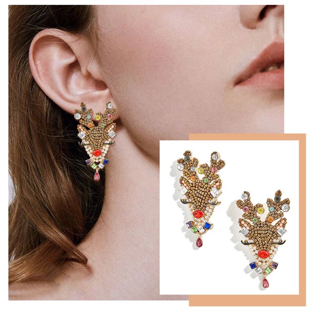 WILLBEST Pendientes Navideños Para Mujer, Con Cuentas De Reno, Copo De Nieve, Árbol De Navidad, Colgantes, Papá Noel, Festivos, Para Niñas.