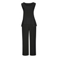 thumbnail image 5 of REORIAFEE Two Piece Outfits for Women Casual Set Workout Jogger Tracksuit Disco Outfit Women's Loose Spring Summer Sleeveless Round Neck Suits Black L, 5 of 6