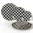 thumbnail image 6 of Crown Display Fancy Black and White Checkered Plastic Plate Set with Gold Rimmed Edge, 80-Count, 6 of 8