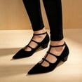 thumbnail image 2 of Women's Low Block Heels Pointed Toe Elegant Floral Pumps Comfortable Dress Shoes for Wedding Guest Prom Evening Party Black Size 7, 2 of 6